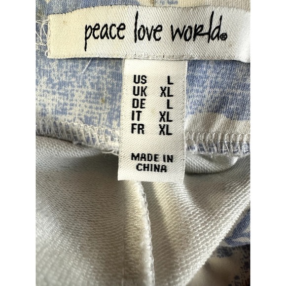 PEACE LOVE WORLD Women's Palm Leaf Print French Terry Jogger Pants Blue Large - Picture 9 of 11